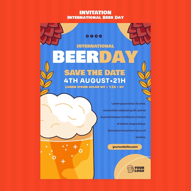 PSD modèle d'invitation pour la célébration de la journée internationale de la bière