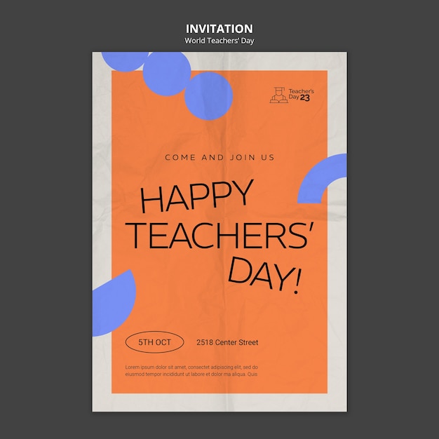 PSD modèle d'invitation pour la journée mondiale des enseignants