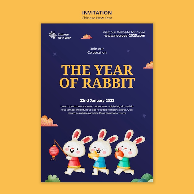 Modèle d'invitation pour le nouvel an chinois