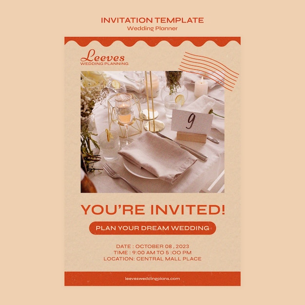 PSD modèle d'invitation pour le planificateur de mariage