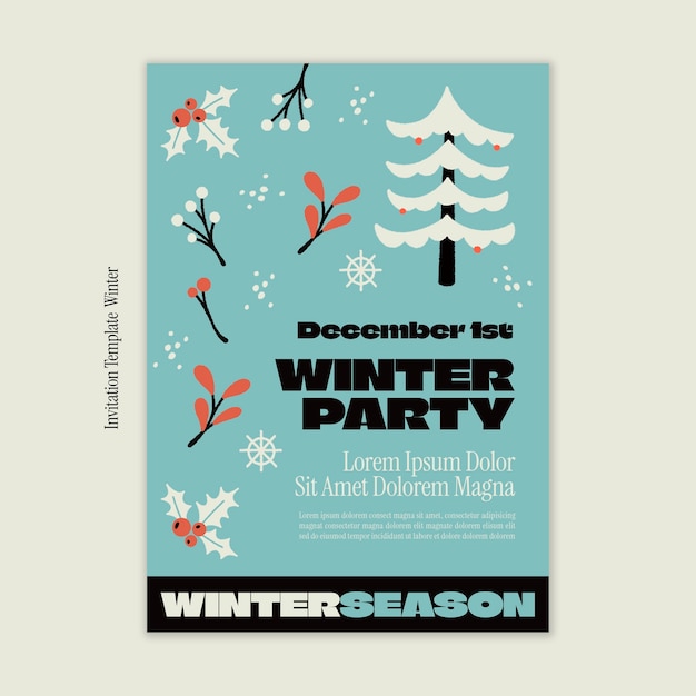 PSD modèle d'invitation pour la saison d'hiver