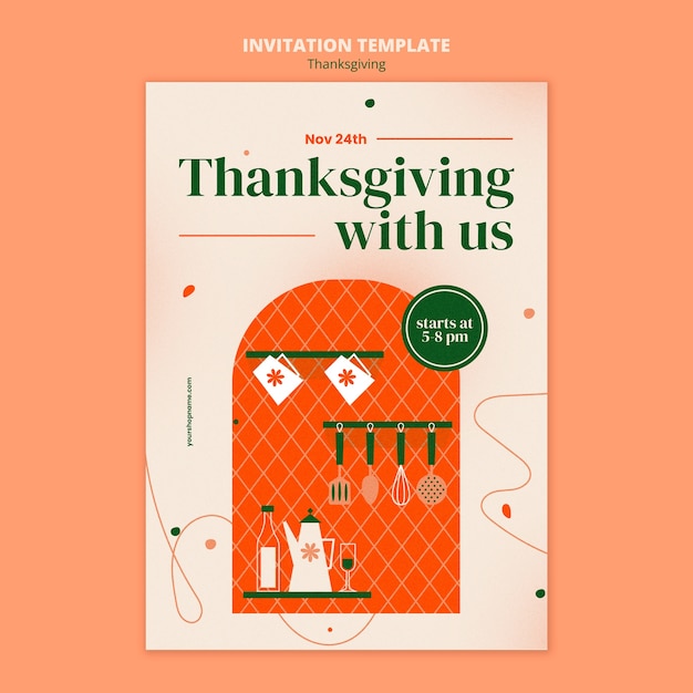 Modèle D'invitation De Thanksgiving Design Plat