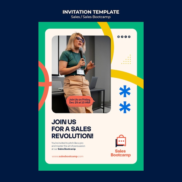 Modèle d'invitation à la vente à la conception plate