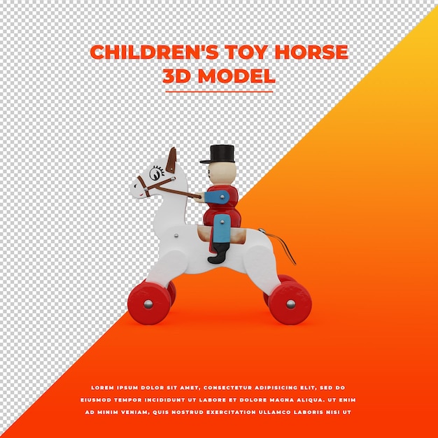 PSD modèle isolé 3d de cheval jouet pour enfants