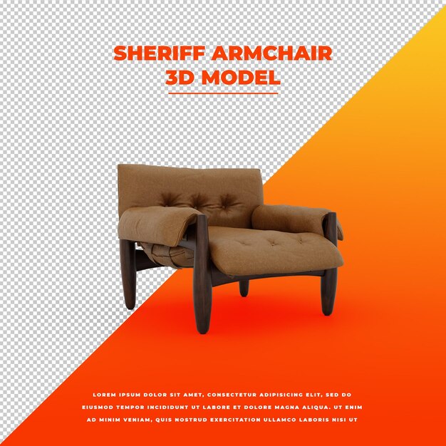 Modèle Isolé 3d De Fauteuil De Shérif Marron