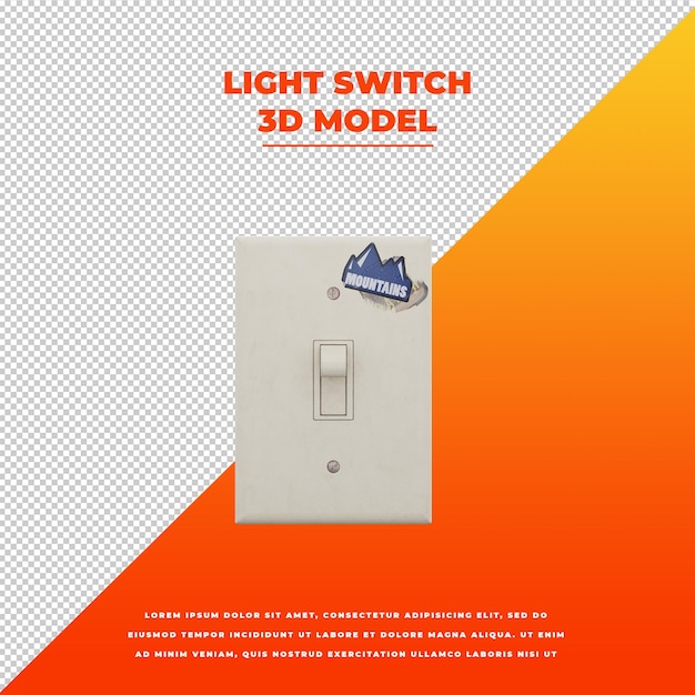 PSD modèle isolé 3d de l'interrupteur d'éclairage