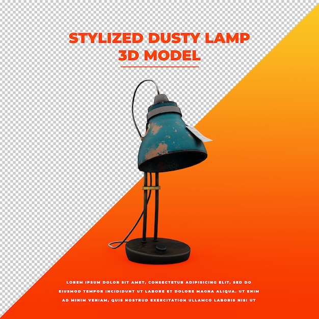 PSD modèle isolé 3d de lampe poussiéreuse stylisée