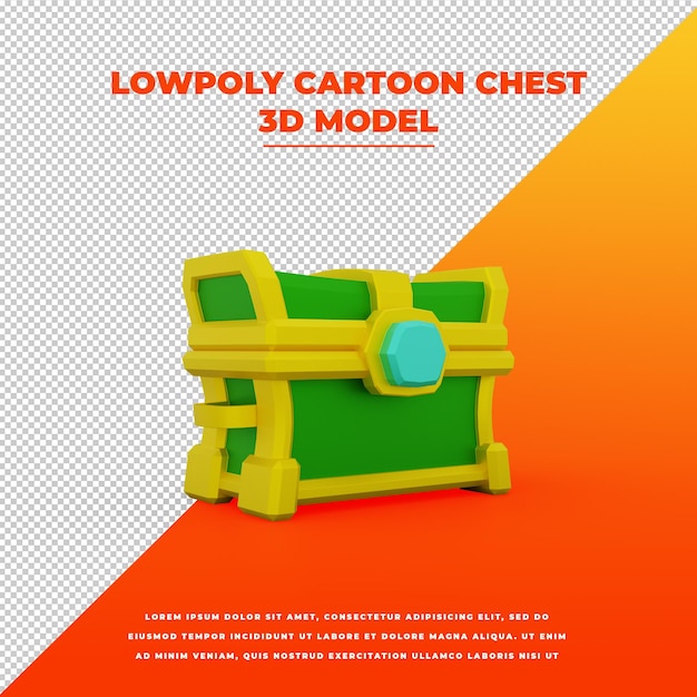 PSD modèle isolé de coffre de dessin animé lowpoly