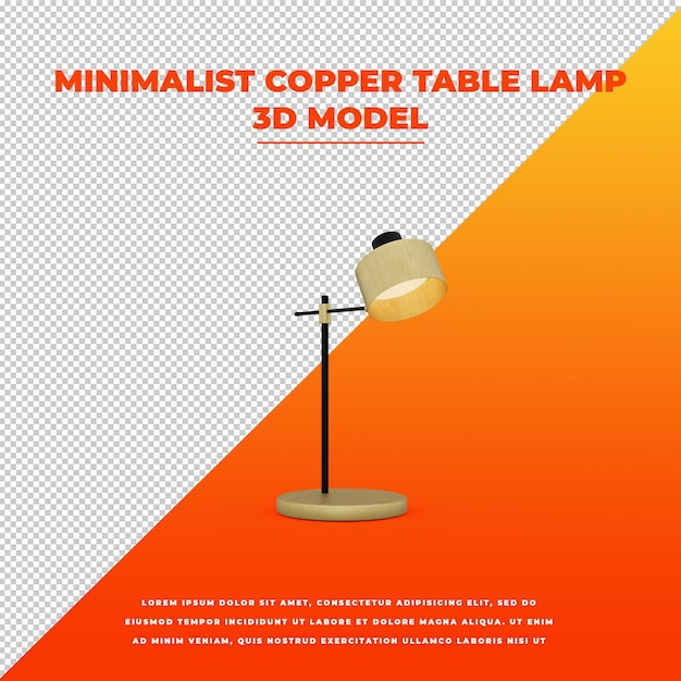 Modèle isolé de lampe de table en cuivre minimaliste