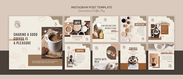 Modèle de journée internationale du café design plat