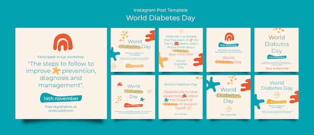 PSD modèle de journée mondiale du diabète design plat
