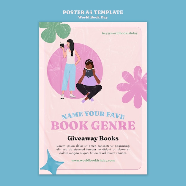 Modèle de journée mondiale du livre design plat
