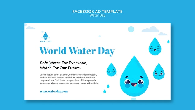 Modèle de journée mondiale de l'eau design plat