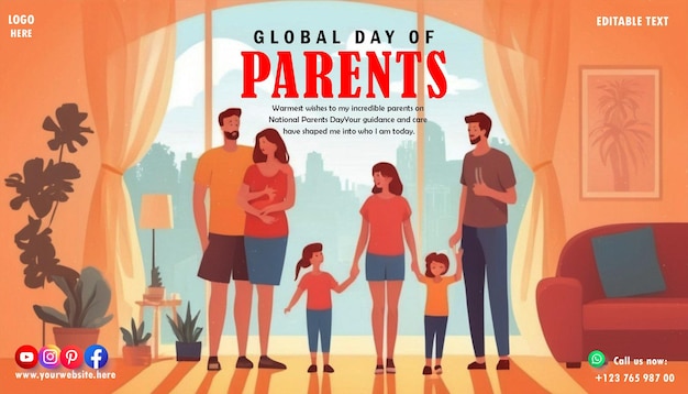PSD modèle de la journée mondiale des parents pour les affiches et bannières des médias sociaux