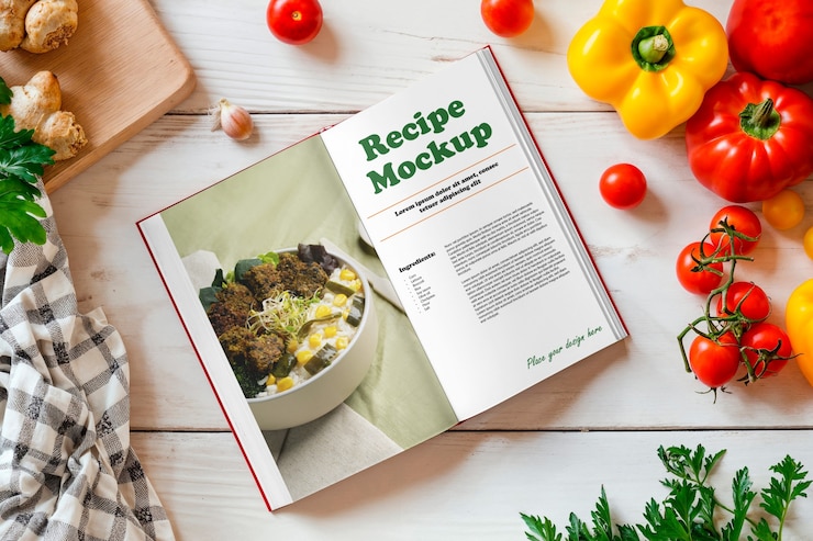 PSD modèle de livre de recettes végétariennes