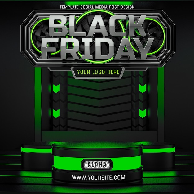 Modèle De Logo 3d Black Friday Conception De Poste De Médias Sociaux