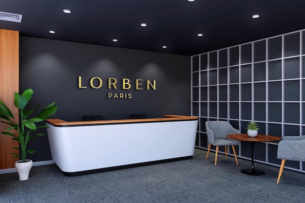 Modèle de logo 3D de la réception du bureau
