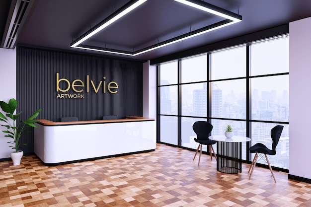 Modèle de logo 3D de la réception du bureau