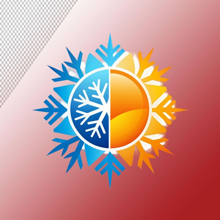 PSD modèle de logo havoc avec un concept de soleil et de flocon de neige isolé sur un fond transparent