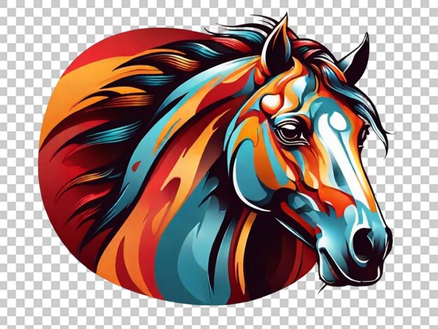 Modèle De Logo De Mascotte à Tête De Cheval Icône Vectorielle Dessin D'illustration Sur Orange