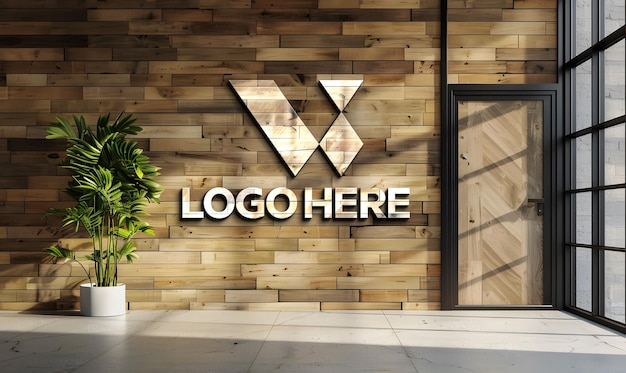 Modèle de logo de mur en bois moderne de luxe