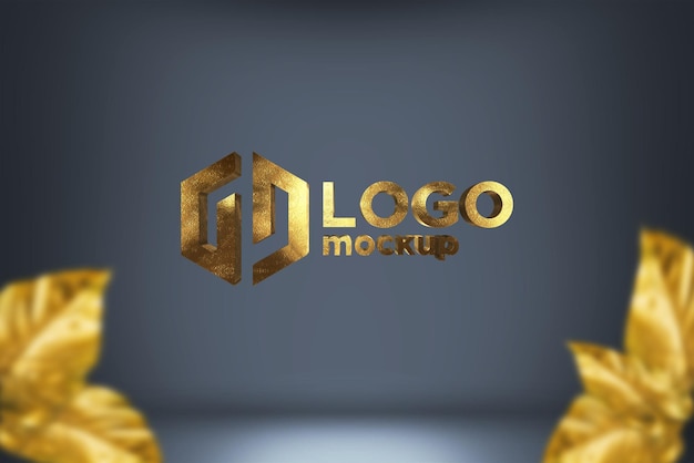 PSD modèle de logo en or et de marque 3d