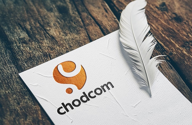 Modèle de logo en papier blanc en relief
