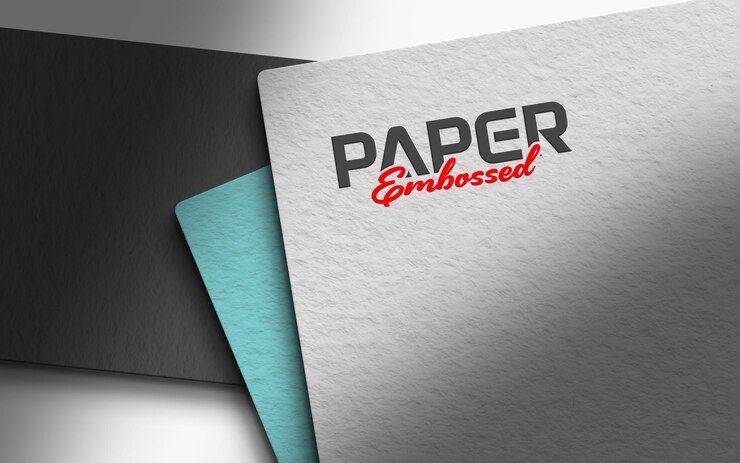 PSD modèle de logo en relief sur papier