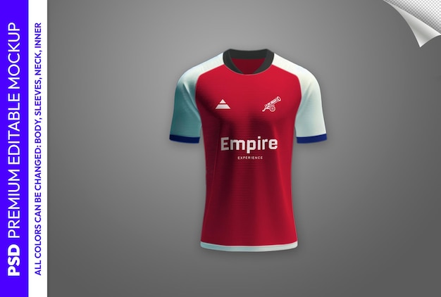 Modèle de maillot de football à vue frontale entièrement modifiable en couleurs