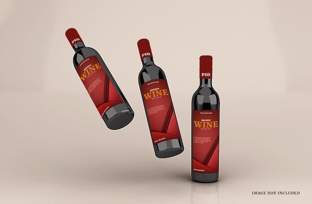 Modèle de maquette de bouteille de vin en verre réaliste