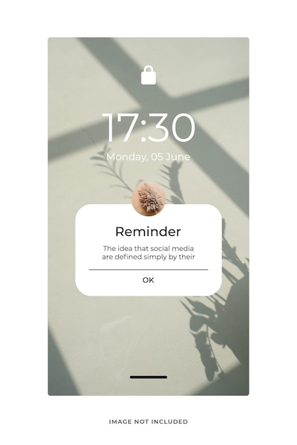 PSD modèle de maquette contextuelle de notification de rappel psd pour les médias sociaux