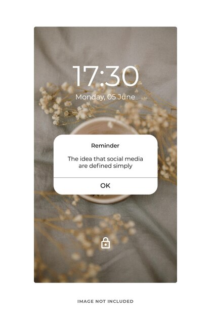 PSD modèle de maquette contextuelle de notification de rappel psd pour les médias sociaux