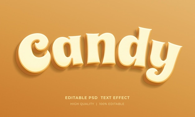 Modèle de maquette d'effet de style de texte en gras 3d modifiable Candy