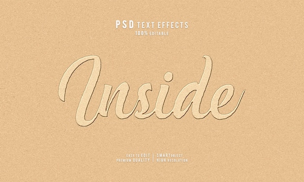 PSD modèle de maquette d'effets de texte modifiables creative inside 3d