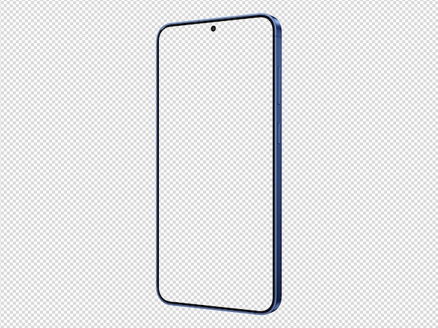 Modèle de maquette de la marine Samsung Galaxy S25 sans arrière-plan et cadre d'écran uniquement isométrique