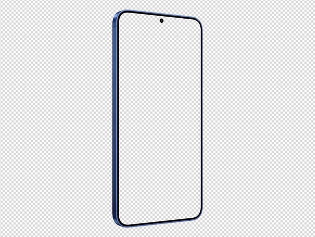 Modèle de maquette de la marine Samsung Galaxy S25 sans arrière-plan et cadre d'écran uniquement isométrique