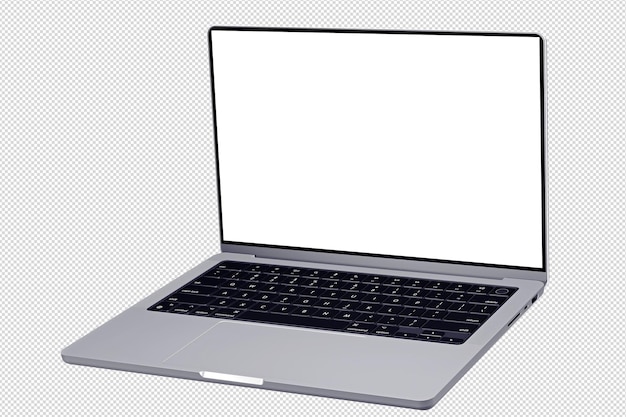 Modèle de maquette d'ordinateur portable en argent similaire au macbook dans un style isométrique sans arrière-plan