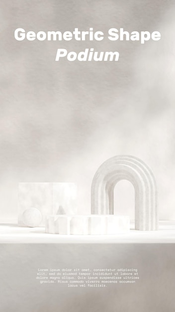 PSD modèle de maquette podium de pilier blanc en portrait béton texture forme fond rendu 3d