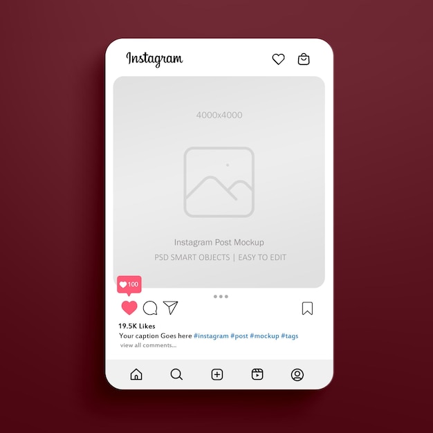 Modèle de maquette de poste Instagram pour le marketing sur les médias sociaux