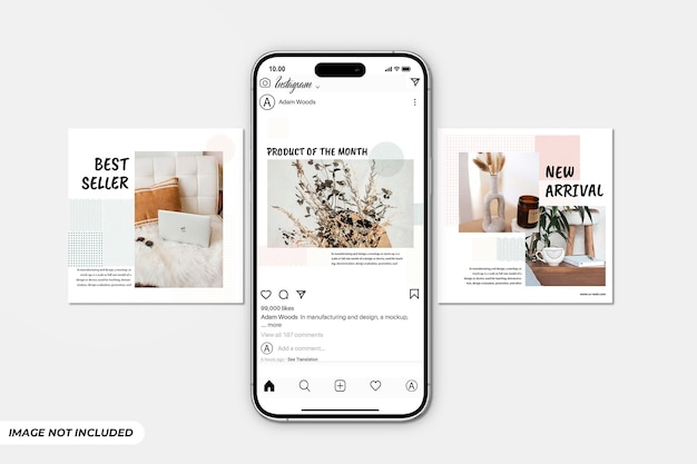 Modèle de maquette de publication Instagram à thème blanc PSD modifiable