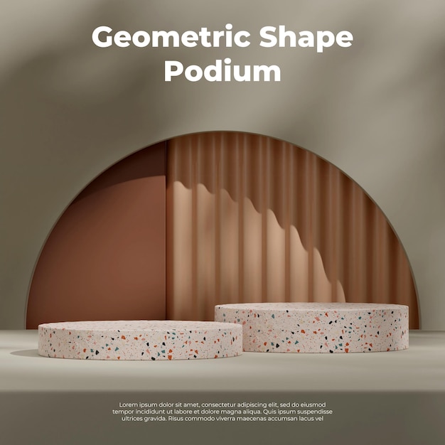 Modèle de maquette de rendu 3d terrazzo texture podium scène vide placement de produit en carré