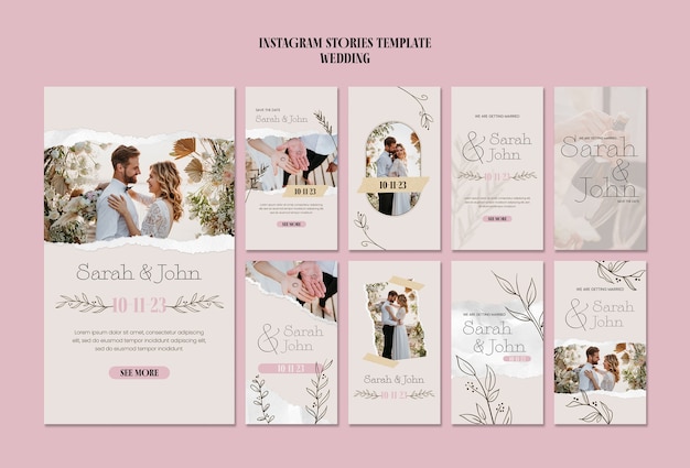 PSD modèle de mariage design plat