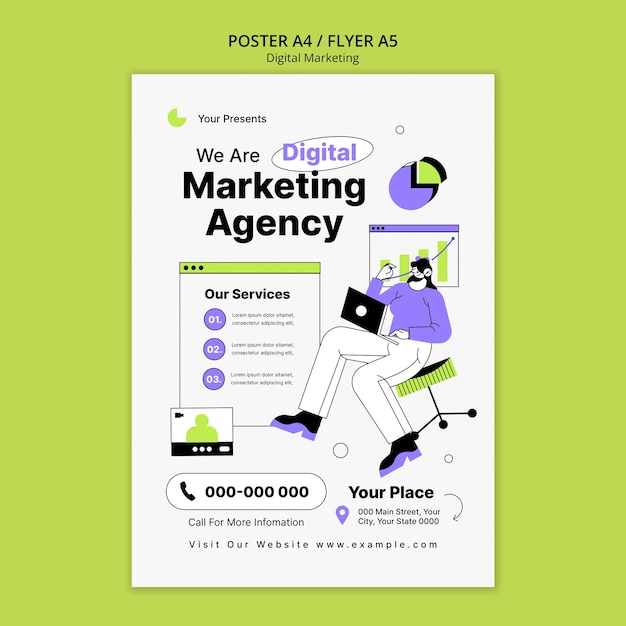 Modèle de marketing numérique design plat