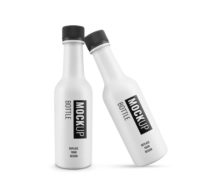 PSD modèle de marque publicitaire pour les bouteilles blanches