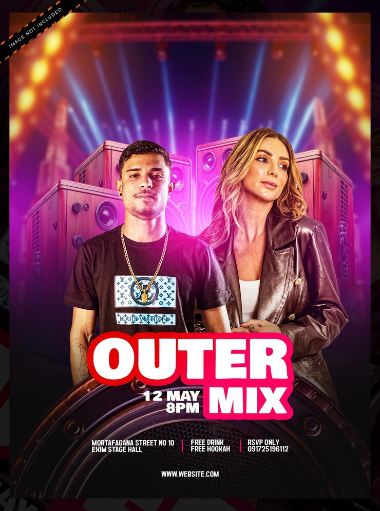 PSD modèle de média social pour les fêtes de dj music flyer