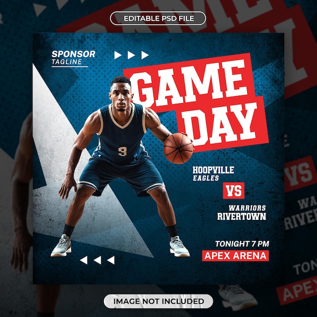Modèle de médias sociaux de basket-ball