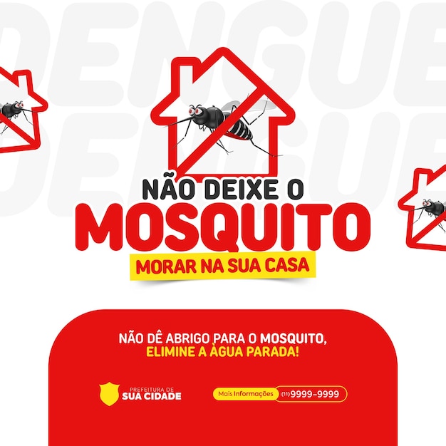 PSD modèle de médias sociaux campagne contre la dengue post pour la campagne de santé brésilienne