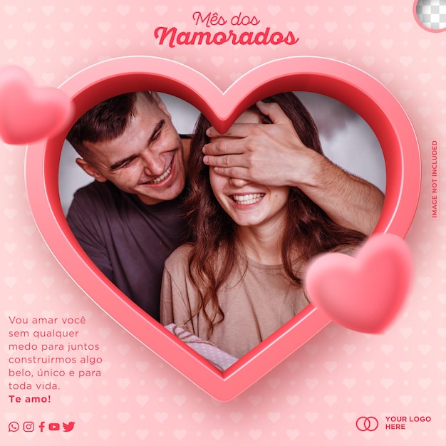 PSD modèle de médias sociaux dia dos namorado au brésil saint valentin