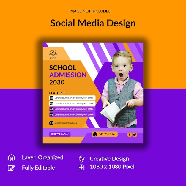 PSD modèle de médias sociaux de l'école