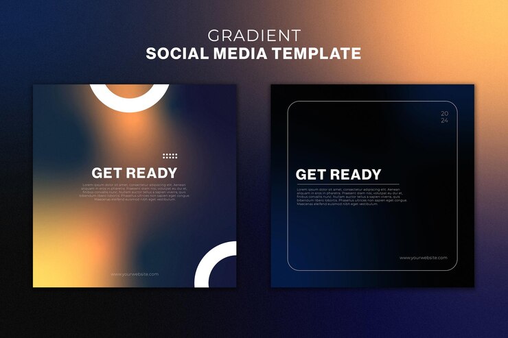 PSD modèle de médias sociaux en gradient